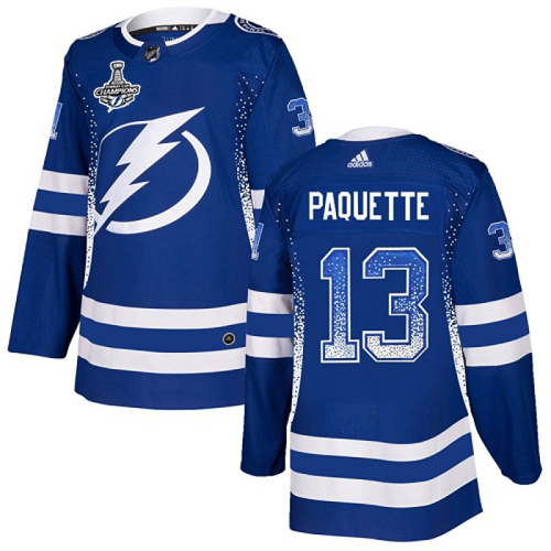Adidas Tampa Bay Lightning Men #13 Cedric Paquette Blue Home Authentic Drift Fashion 2020 Stanley Cup Champions Stitched NHL Jersey